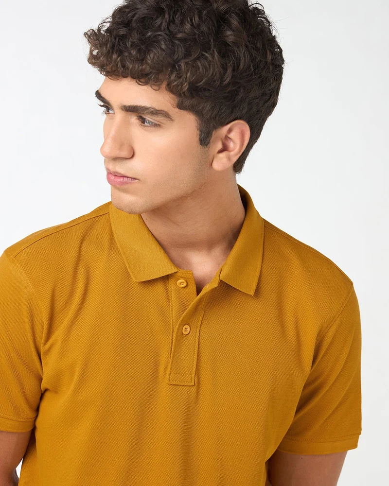 bewakoof Men's Yellow Polo T-shirt